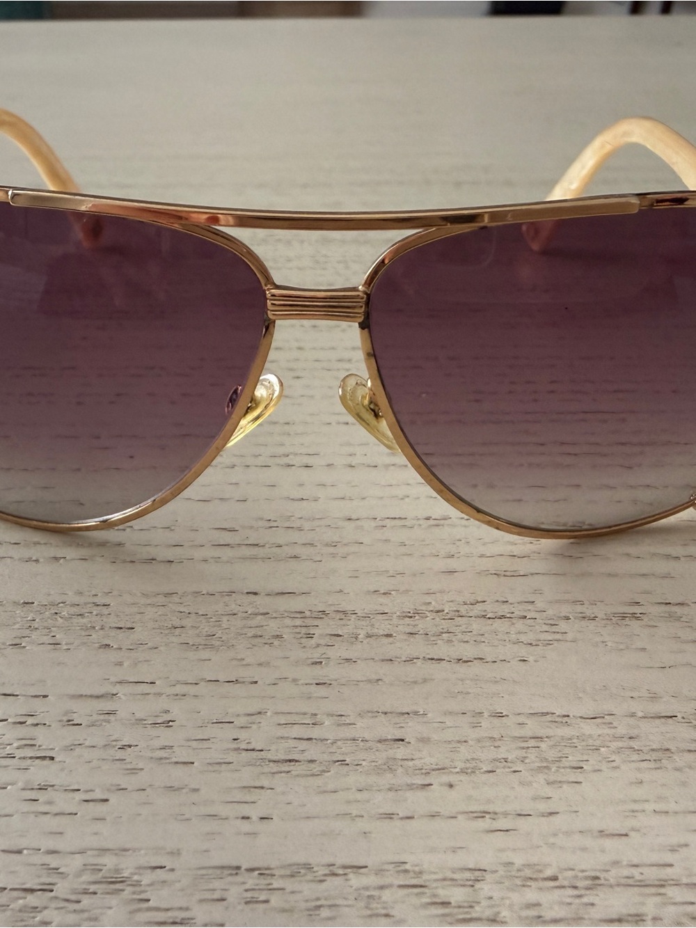 Dior Vintage Gold Frame Sunglasses with Gradient Purple Lenses